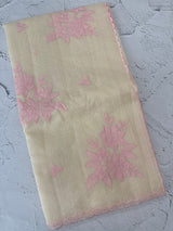 Kota Moonga checks Applique work saree  MSH273 - Cream to Pink