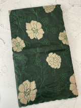 Semi organza saree with appliqué work - MSH906 BottleGreen