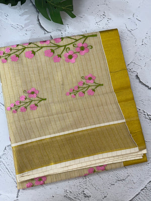 Kerala tissue embroidery saree - VOP2