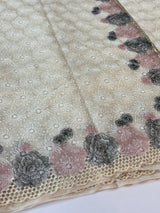 Cutwork Phulkari NetKota Embroidery saree - OffWhite