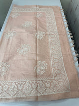 Kota silk saree with chikankari work  MSK334 PastelPeach