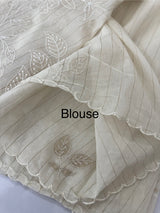Lines Mul chanderi saree with tissue applique work MSH147- Offwhite