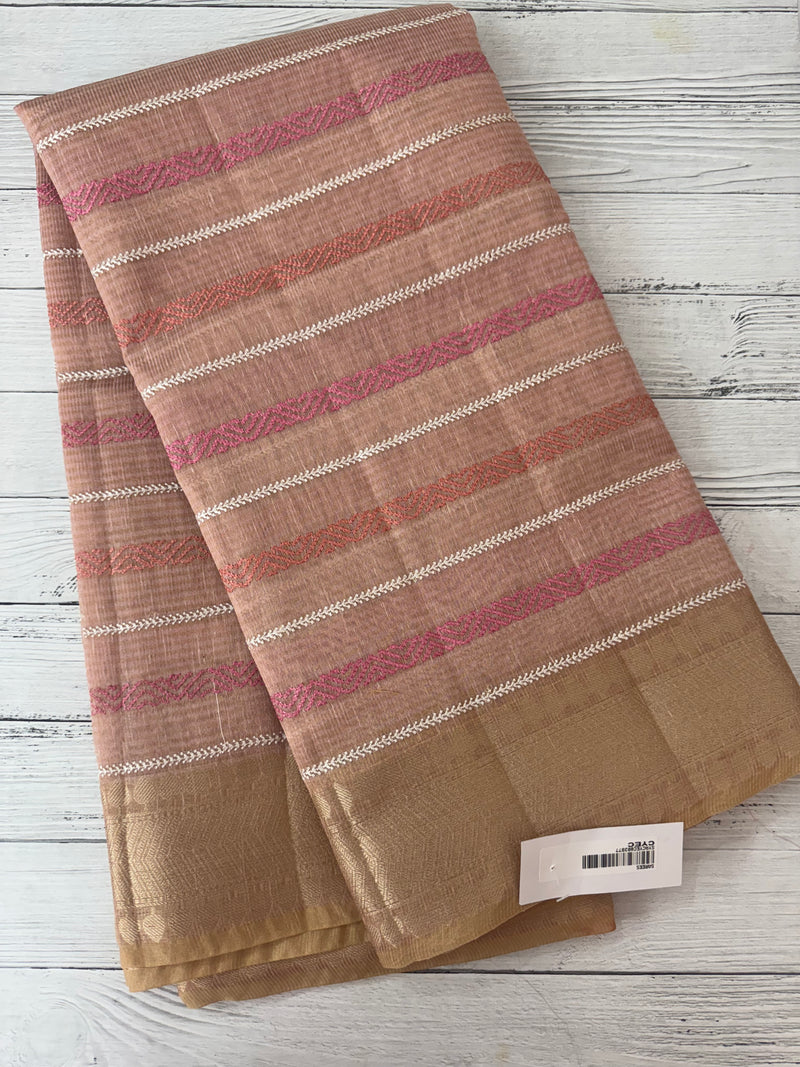 Tissue silk saree MTTS78 - PeachPink