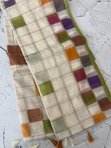 Semi chanderi saree with multi color checks- MSF334