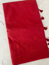 Mul chanderi saree with applique work MSH179 Red