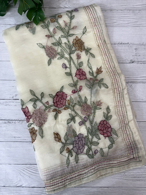 Tissue Organza saree with kanta embriodery MS15600