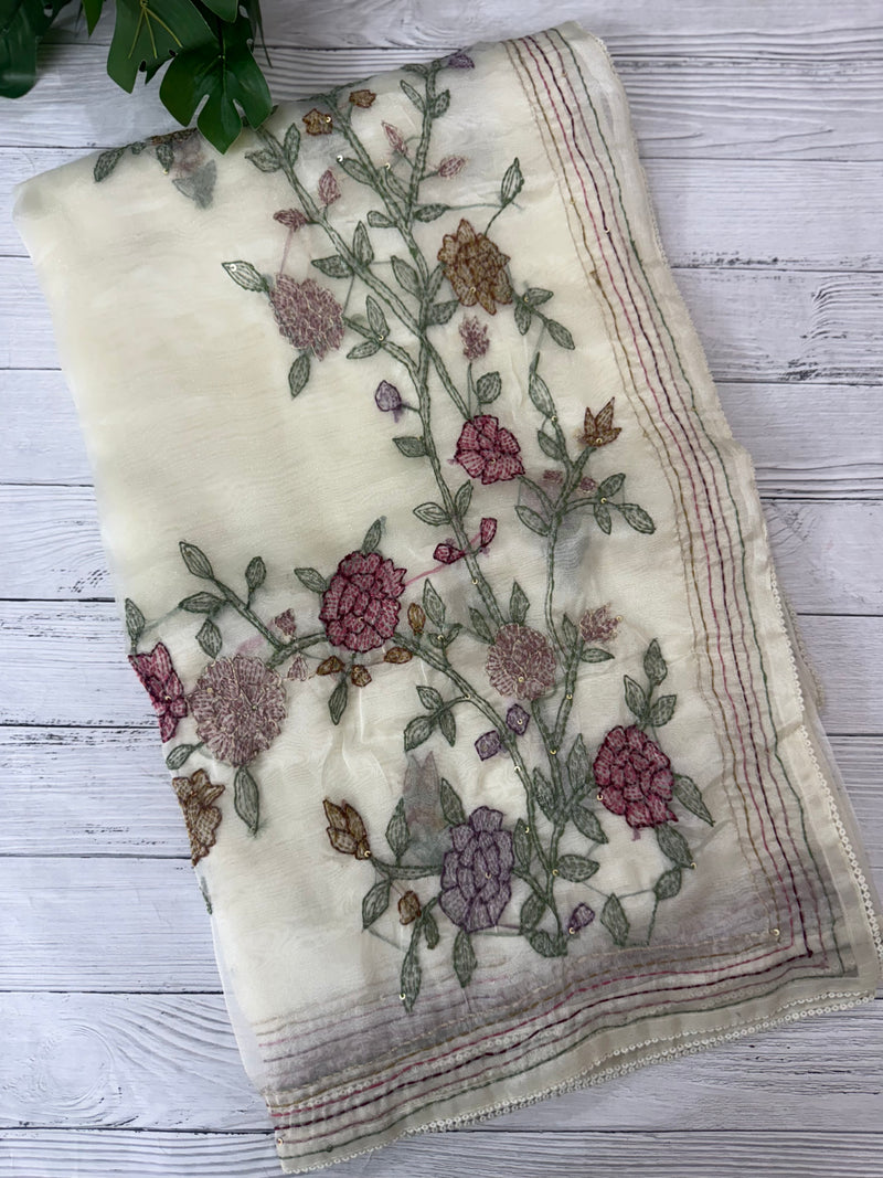 Tissue Organza saree with kanta embriodery MS15600