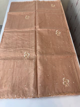 Tissue silk saree with foil work and cutdana scalloped border  MTSS432 - Peach
