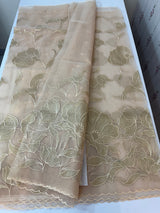 Organza saree with tissue applique work MS5081 - PastelPeach