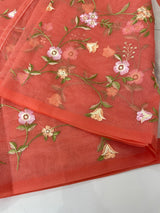 Kota Supernet embriodery saree SHSNYNM- DarkPeach