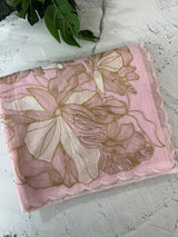 Jute Linen saree with thread work MSH206 - Pink