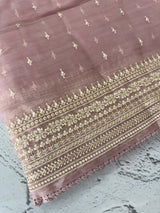 Tissue Organza saree with thread work - MS14798 PastelPink