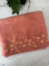 Soft Organza saree with embroidery borders - MCW786 Peach