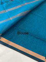 Mangalagiri Silk Cotton Saree with zari checks MS90321 PeacockBlue