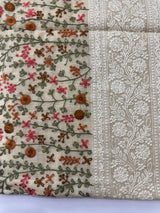 Tissue linen saree with chikankari borders MLS8976