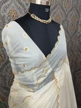 Mul chanderi embriodery saree with scalloped borders MCBS654