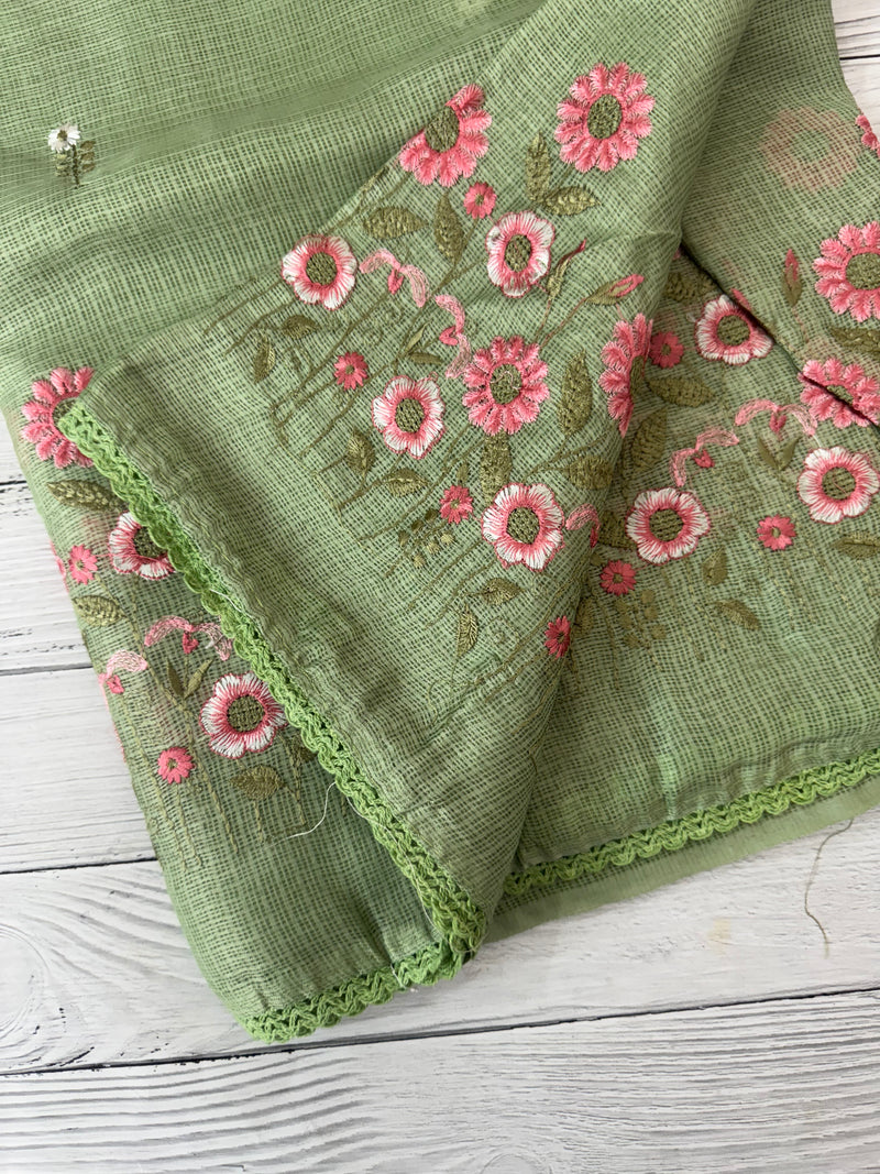 Soft kota checks saree with embroidery - SVPSNM m