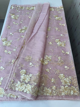 Tissue Organza saree with thread work  MS14931 PastelPink