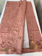 Art tussar saree with embroidery MST677 DustyPeach