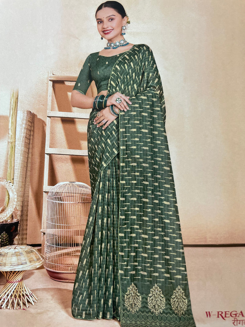 Embriodery semi soft chanderi saree MCLJ215