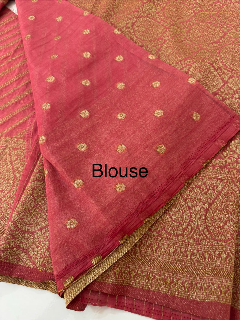 Semi banarasi Khaddi Georgette saree - MS1499 DARK PEACH