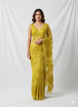 Semi organza saree with appliqué work - MSH906