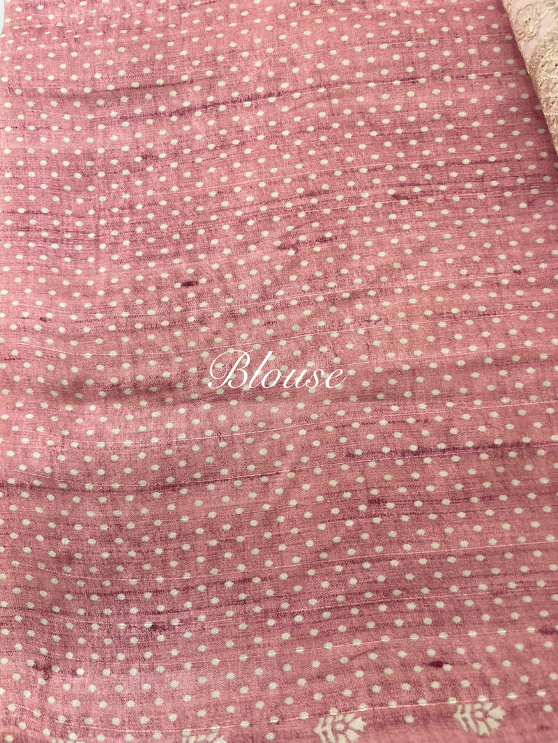 Cutwork blended tussar saree SNFNICY Pink