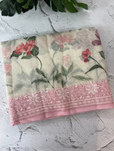 Chanderi digital printed saree with chikankari embriodery MSH171