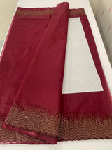 Semi Organza saree with embroidery borders - MSH296