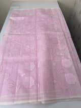 Supernet saree with applique work MCJ8432- Pastel Pink