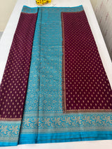 Banarasi viscose Georgette saree MKGS611- Wine to CobaltBlue