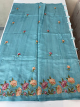 Art tussar saree with embroidery MST677 LightBlue