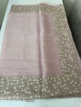 Crush tissue Organza saree with embroidery work MS14791- PastelPink