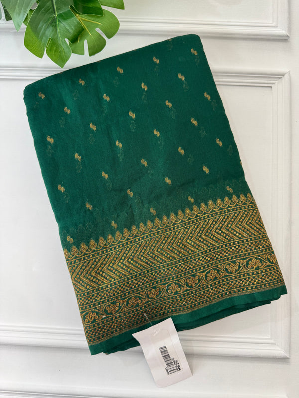 Semi Banarasi viscose Georgette saree MKGS240 Bottle Green