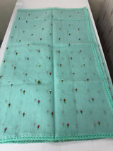 Kota checks saree with embroidery MS7679 (1)GreenishBlue