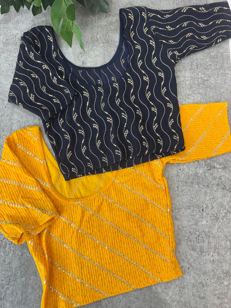 Stretchable Readymade blouse with sequence work : SIZE 32 - Combo