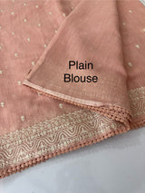 Semi linen saree with chikanakari embroidery- MS15086 PastelPeach