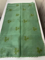 Organza saree with embroidery - MSH375 JadeGreen