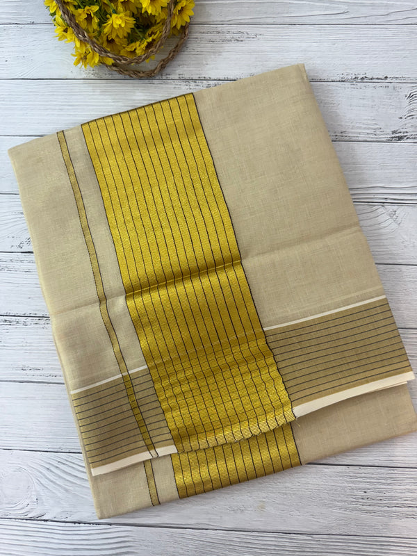 Kerala Gold tissue saree - DarkBlue Lines