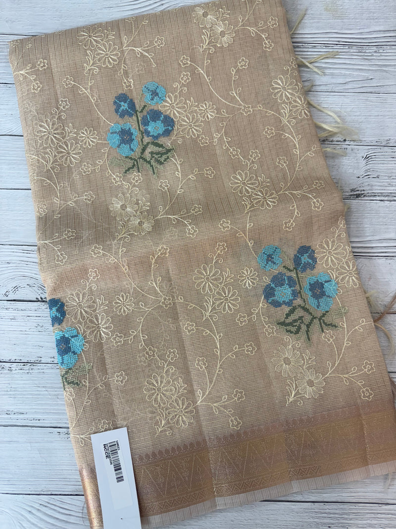 Tissue Silk embriodery saree MS49892