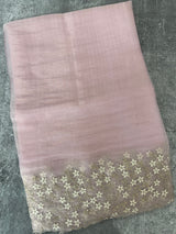 Crush tissue Organza saree with embroidery work MS14791- PastelPink