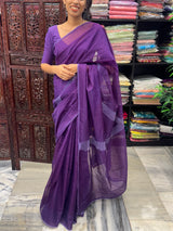 Supernet saree with crochet work and lace border MCJ5433 - Purple(Design - Diagonal Crochet)