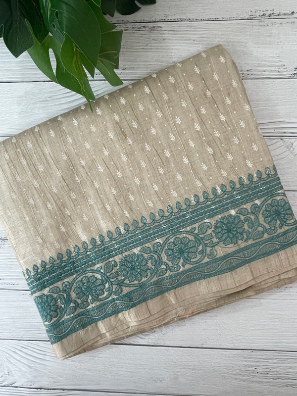 Blended tussar saree MTS608 - Beige