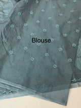 Semi organza saree with appliqué work - MSH906 MidnightBlue