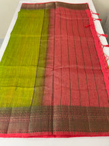 Jute silk sarees with contrast pallu & blouse MJL396