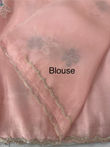 Soft crush Organza saree with applique work MBS679 - PeachPink