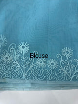 Semi organza saree with lace embroidery - MSH117 LightBlue