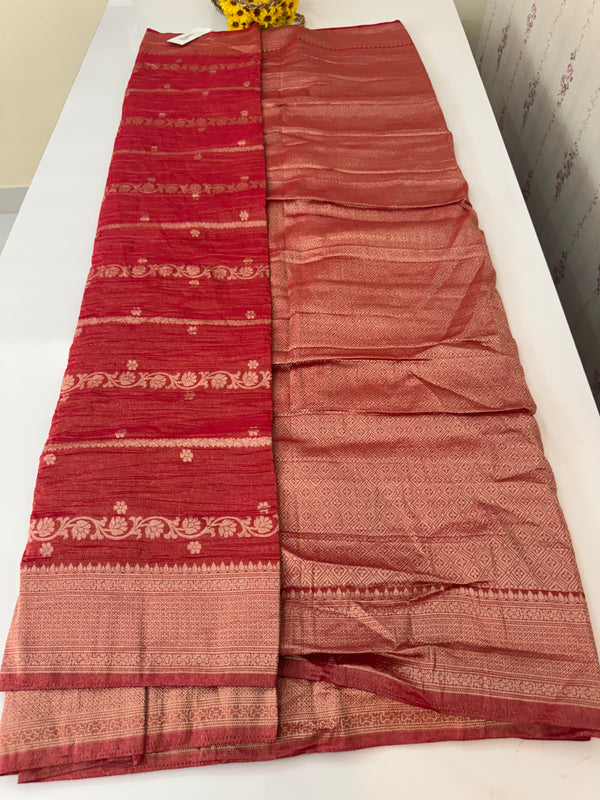 Banarasi crush georgette saree- MS1341 ReddishOrange