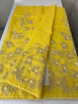 Semi organza saree with tissue applqiue work - MSH931 BrightYellow