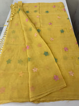 Windy Crush Organza saree with embroidery MS14764 Yellow
